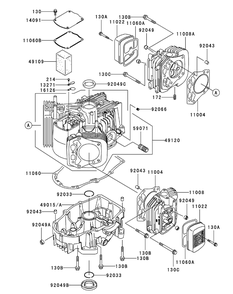 Kawasaki Fh680v-Ds29 Cylinder And Crankcase Diagram and Parts List for M48-KW (53AI8CT2050-23HP)(2010) Cub Cadet Lawn Tractor